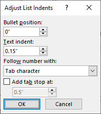 Word Adjust List Indents