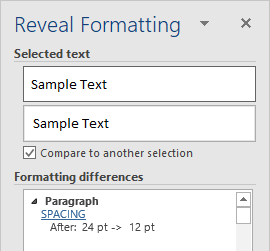 Microsoft Word Reveal Formatting Compare