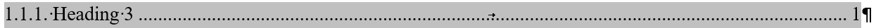 Heading and body and Style Separator in TOC