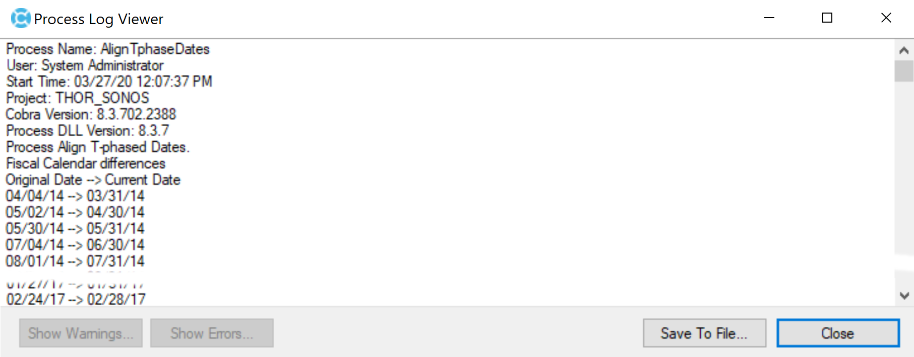 Deltek Cobra Align Time-Phased Dates