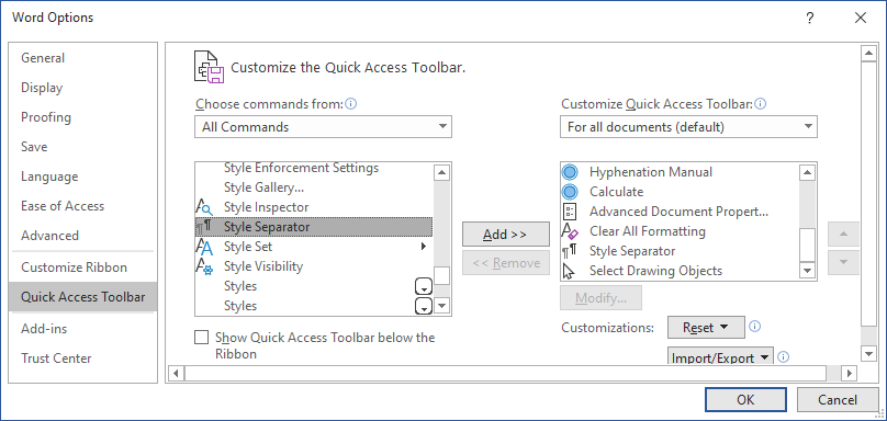 Add Style Separator to QAT