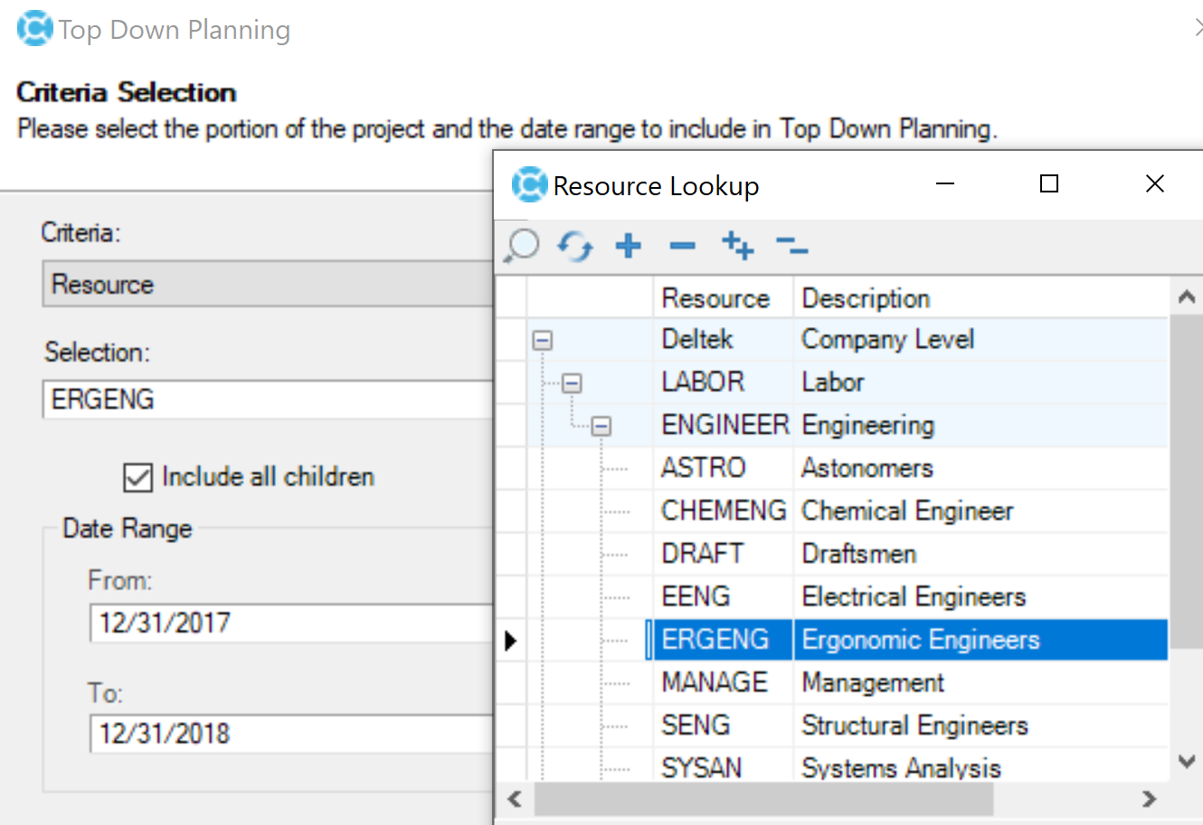 Deltek Cobra Top Down Planning