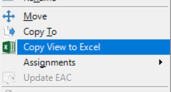 Deltek Cobra Copy View to Excel
