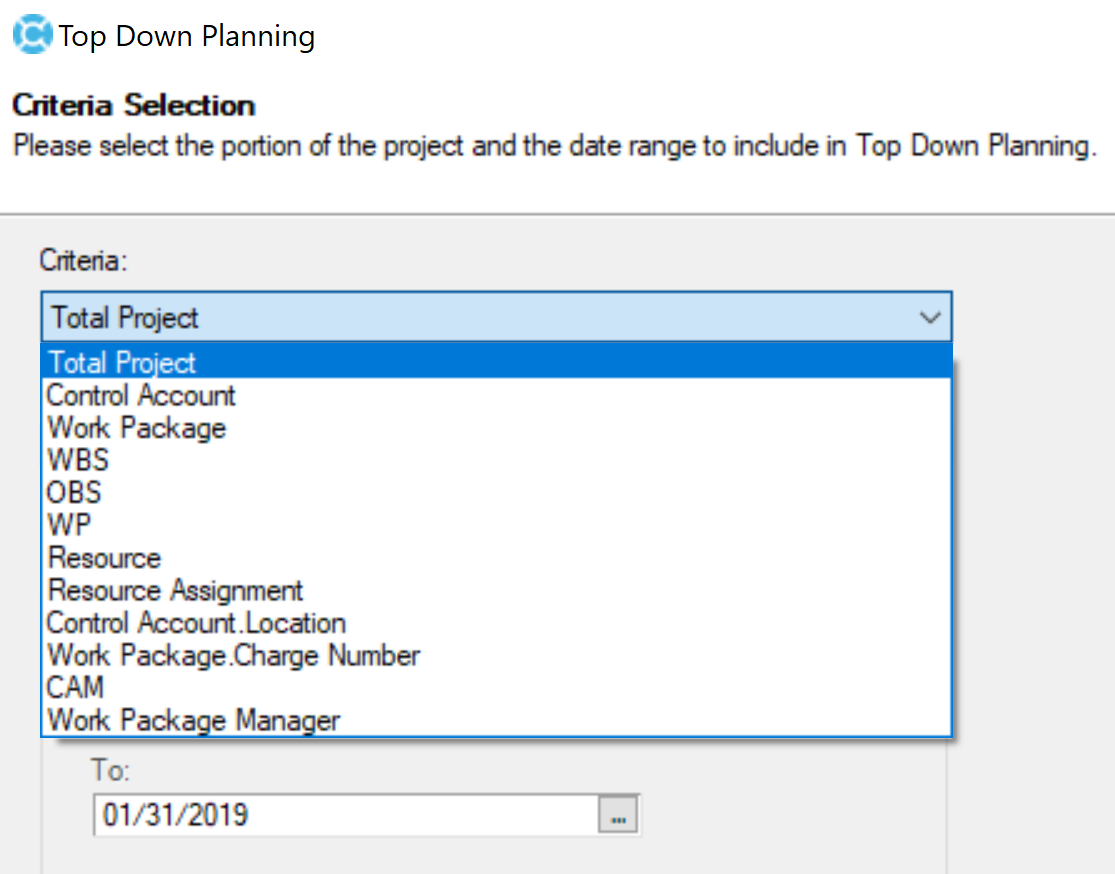 Deltek Cobra Top Down Planning