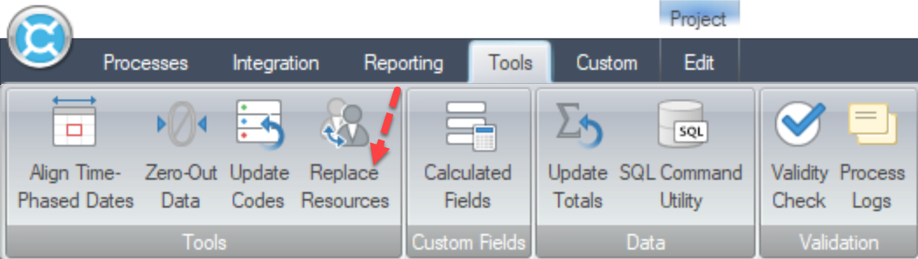 Deltek Cobra Replace Resource icon on menu