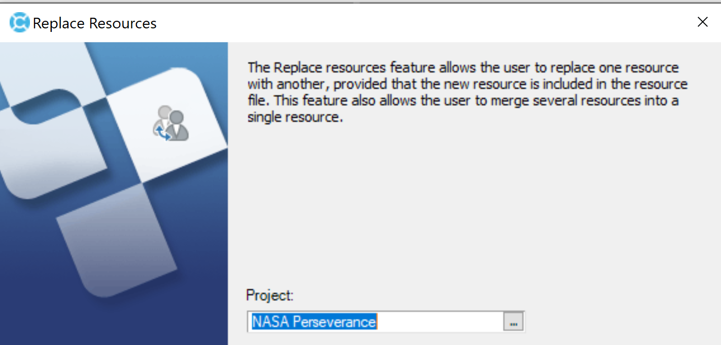 Deltek Cobra Replace Resources dialog