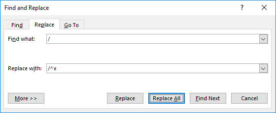 Microsoft Word Replace Dialog