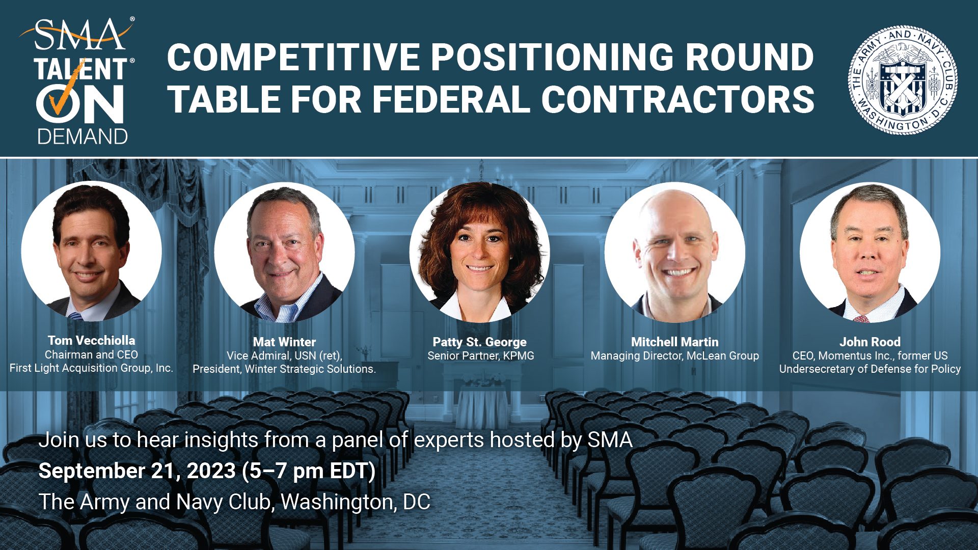 Competitive Positioning Round Table for Federal Contractors with Tom Vecchiolla, Mat Winter, Patty St. George, Mitchell Martin, and John Rood