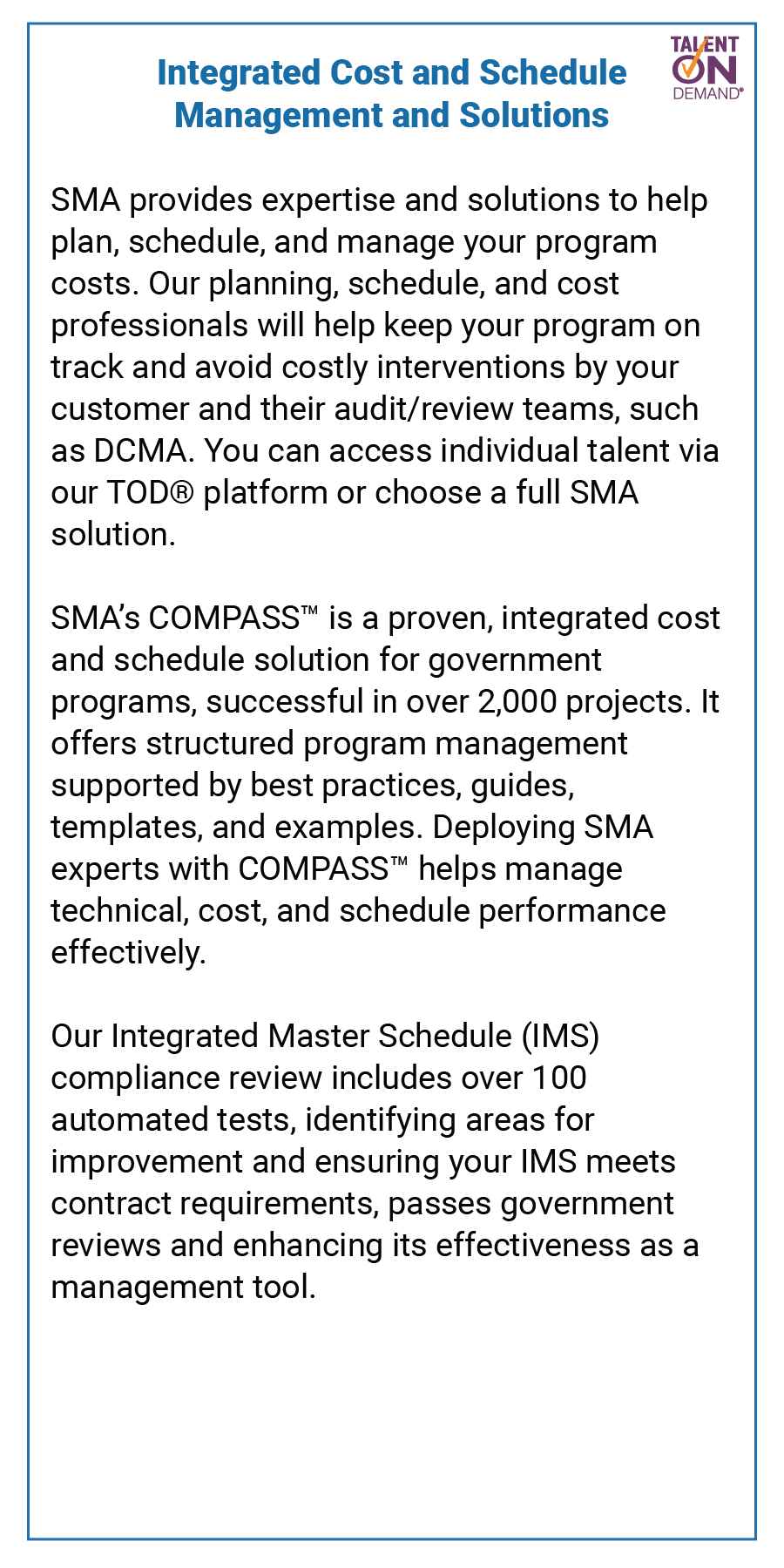 Contract Delivery Phase: Integrated Cost & Schedule Management & Solutions