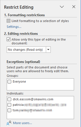 Microsoft Word Restrict Editing