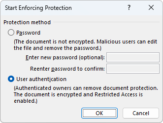 Microsoft Word Start Enforcing Protection